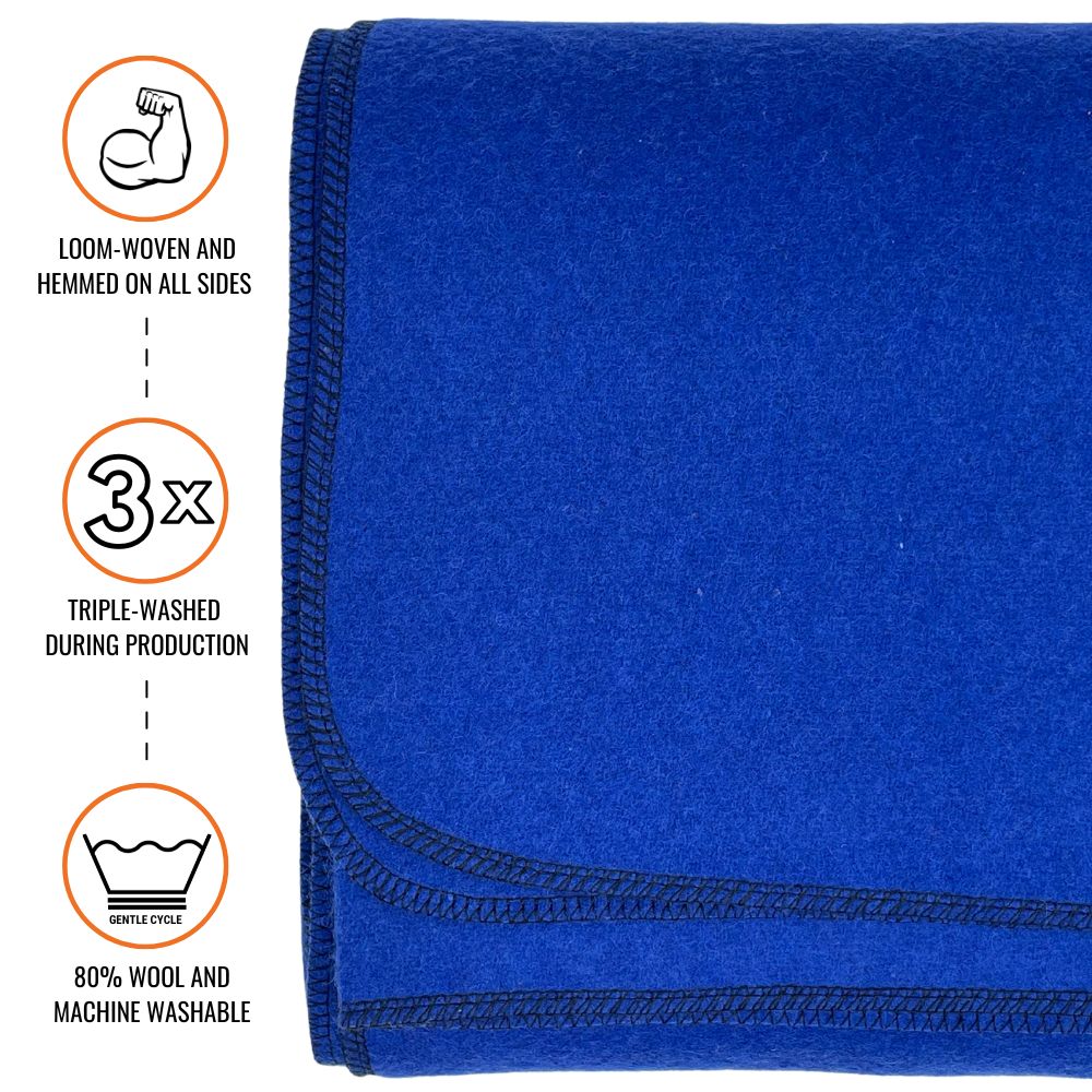 Arcturus Military Wool Blanket Royal Blue 4.5 lbs (64" x 88